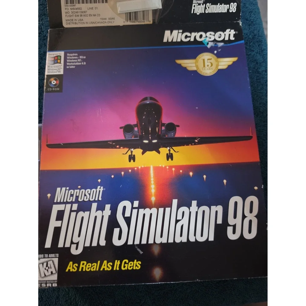 Vtg Microsoft Flight Simulator 98 (PC CD-ROM, BIG BOX 1998)